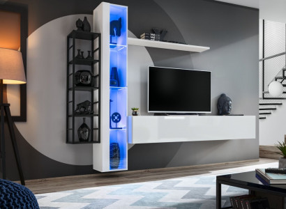 Luxus Wohnwand Designer Stil Modern Wohnzimmer Set Wand Vitrine Lowboard